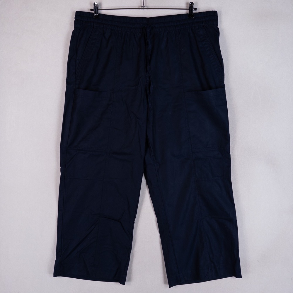Banana Republic Pants Womens XXL Navy Blue Wide Leg Mid Rise Elastic Waist Cargo
